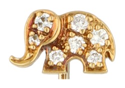 18K Bicolor gouden 'C'est Laudier' dasspeld met olifant en diamant 