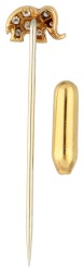 18K Bicolor gouden 'C'est Laudier' dasspeld met olifant en diamant 