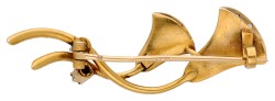 14K Geelgouden Batavia Art Nouveau broche van twee Calla's