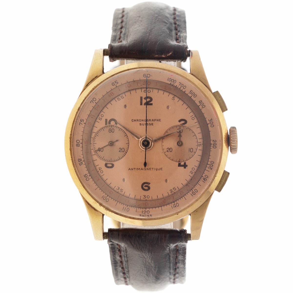 No Reserve - Chronograph Suisse Vintage 18K Antimagnetique 264 - Heren horloge 