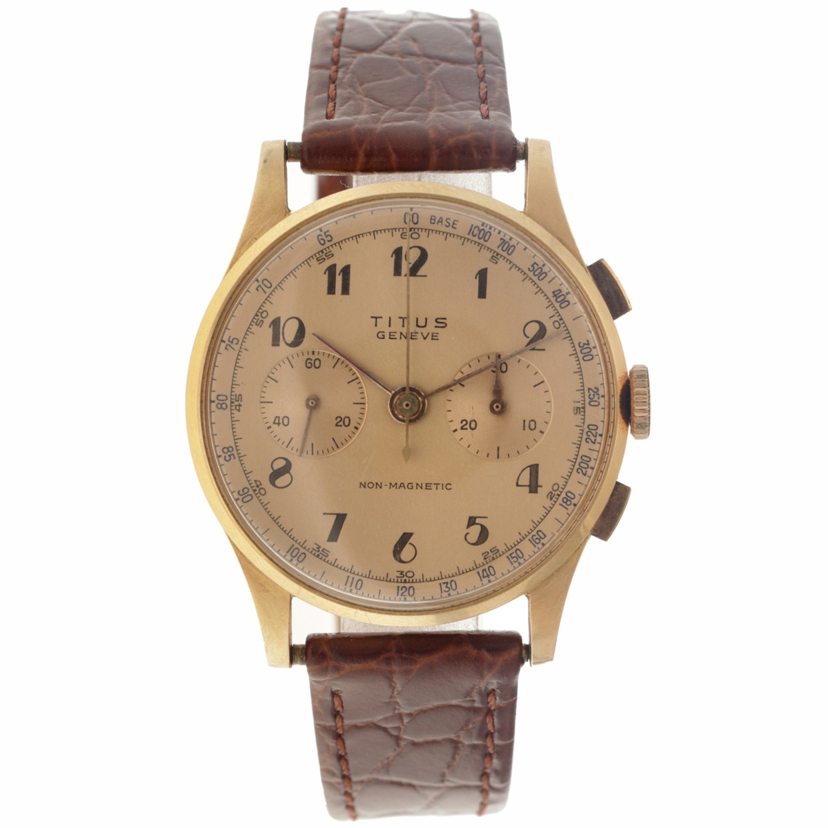 No Reserve - Titus Genève Chronograph 18K. 3910 - Heren horloge.