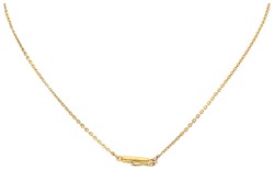 18K Geelgouden collier met cultivé parel en diamant.