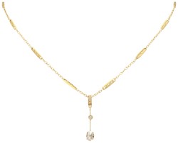 14K Geelgouden collier met hanger bezet met diamanten.