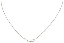 18K Witgouden collier met hanger bezet met smaragd en diamant.