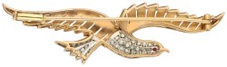 14K Tricolor gouden vogel broche bezet met ca. 0.43 ct. diamanten.
