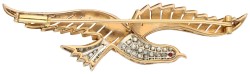 14K Tricolor gouden vogel broche bezet met ca. 0.43 ct. diamanten.