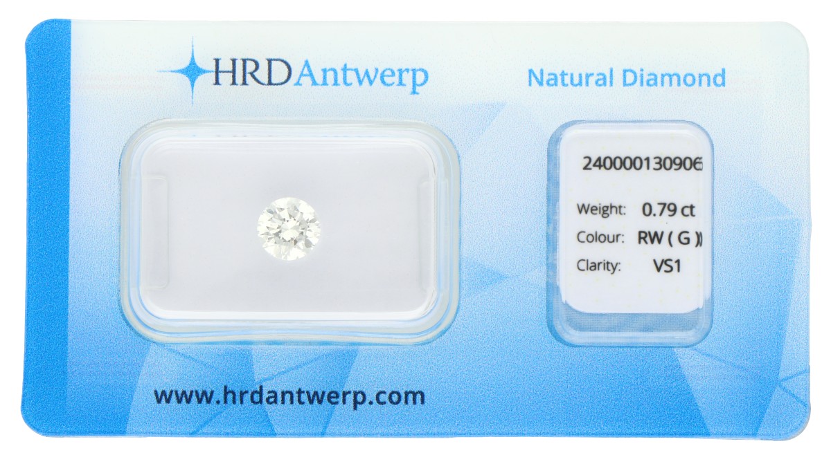 0.79 ct. HRD gecertificeerde natuurlijke diamant.