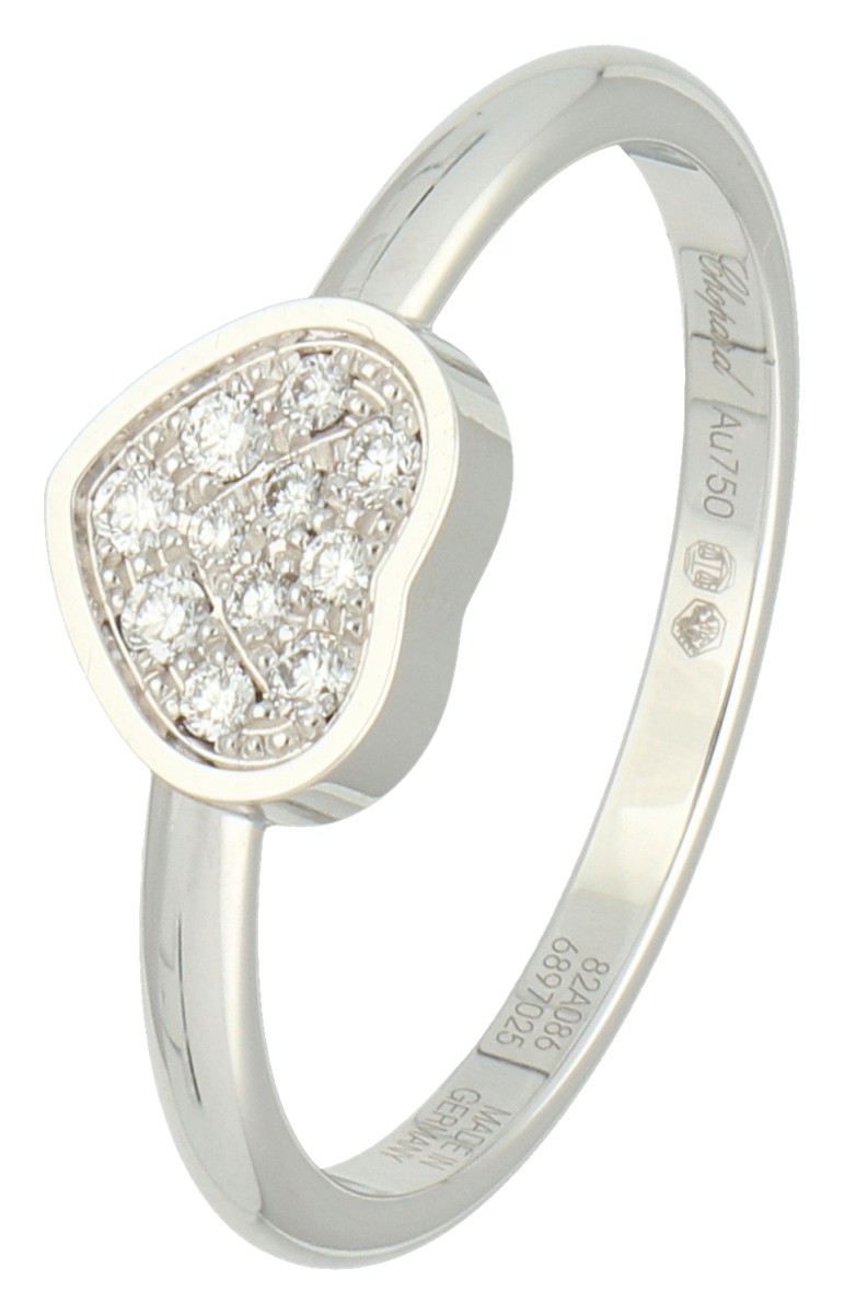 Chopard My Happy Hearts 18K witgouden ring bezet met ca. 0.10 ct. diamant.