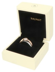 Baunat 18K bi-color shoulder ring met GIA gecertificeerde diamant van ca. 0.50 en 0.17 ct. diamant.