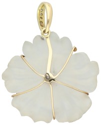 14K Geelgouden hanger van een bloem bezet met ca. 0.07 ct. diamant