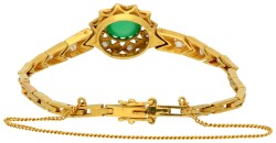 20K Geelgouden armband bezet met chrysopraas en diamant.