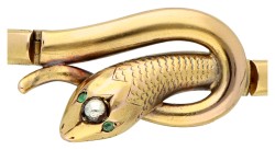 14K Geelgouden schakel armband met slangenkop