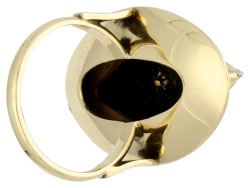 14K Geelgouden ring met onyx en diamant