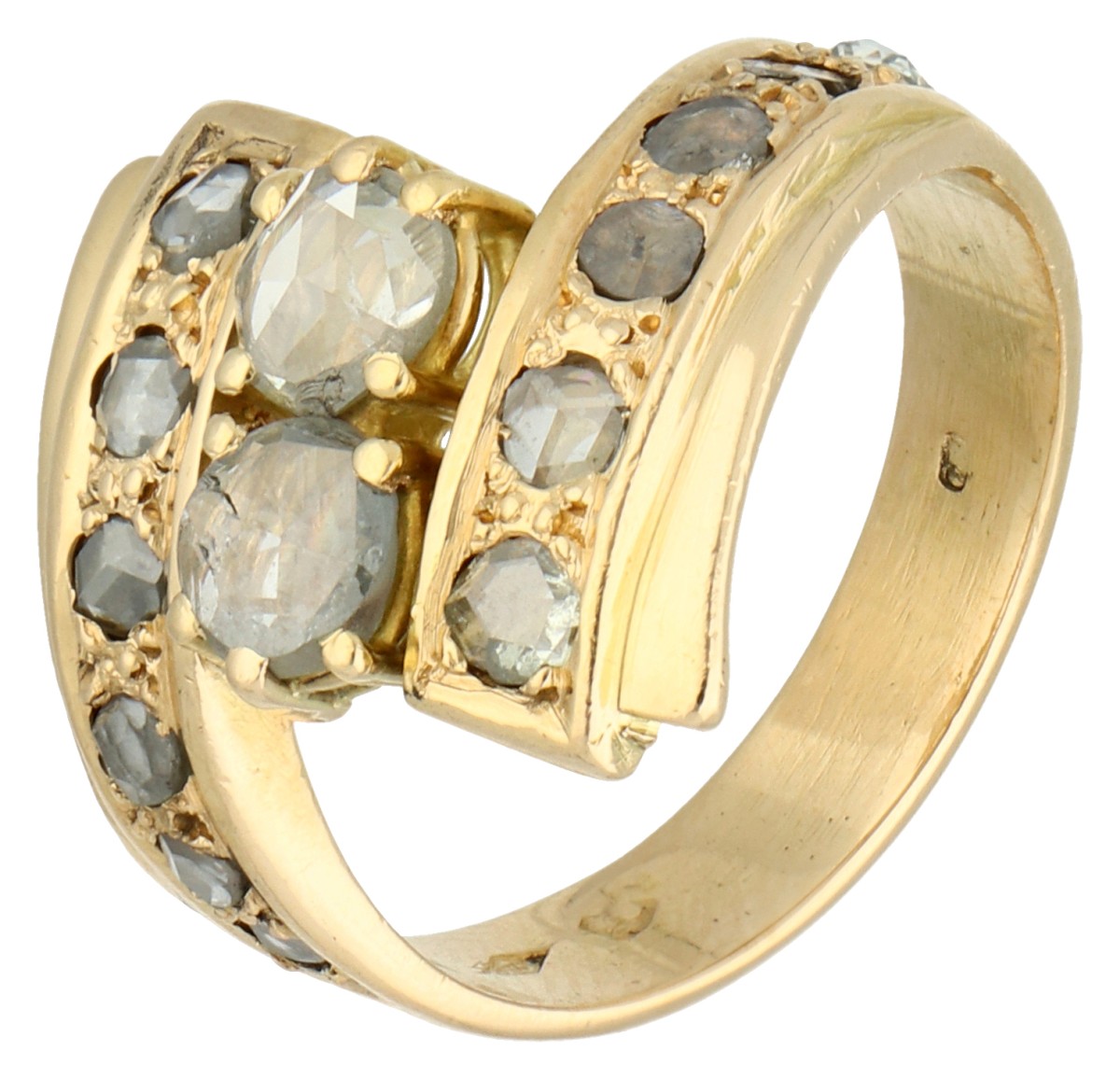 18K Geelgouden slag ring met diamant.