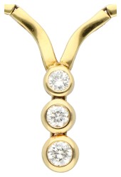 18K Geelgouden Y-collier bezet met ca. 0.49 ct. diamant.