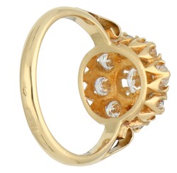 18K Geelgouden rozet ring bezet met ca. 0.89 ct. diamant.