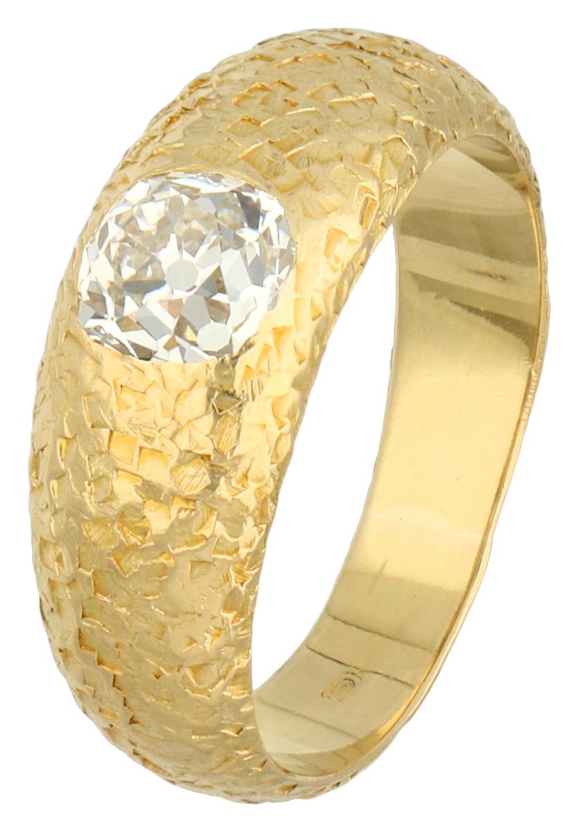 14K Geelgouden ring 'amati' met Old Mine geslepen diamant van ca. 0.72 ct