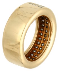 18K Geelgouden band ring bezet met ca. 1.14 ct. diamant