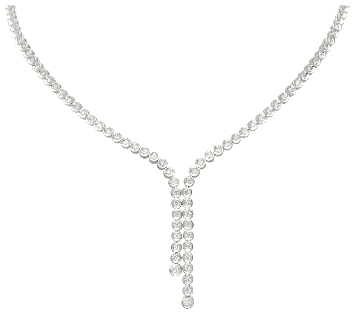 18K Witgouden V-vormig collier met ca. 0.60 ct. diamant