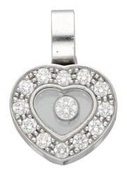 Chopard 18K witgouden 'Happy Diamonds' heart pendant en collier