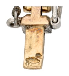 Gouden/platina Art Deco schakelarmband met diamant en smaragd