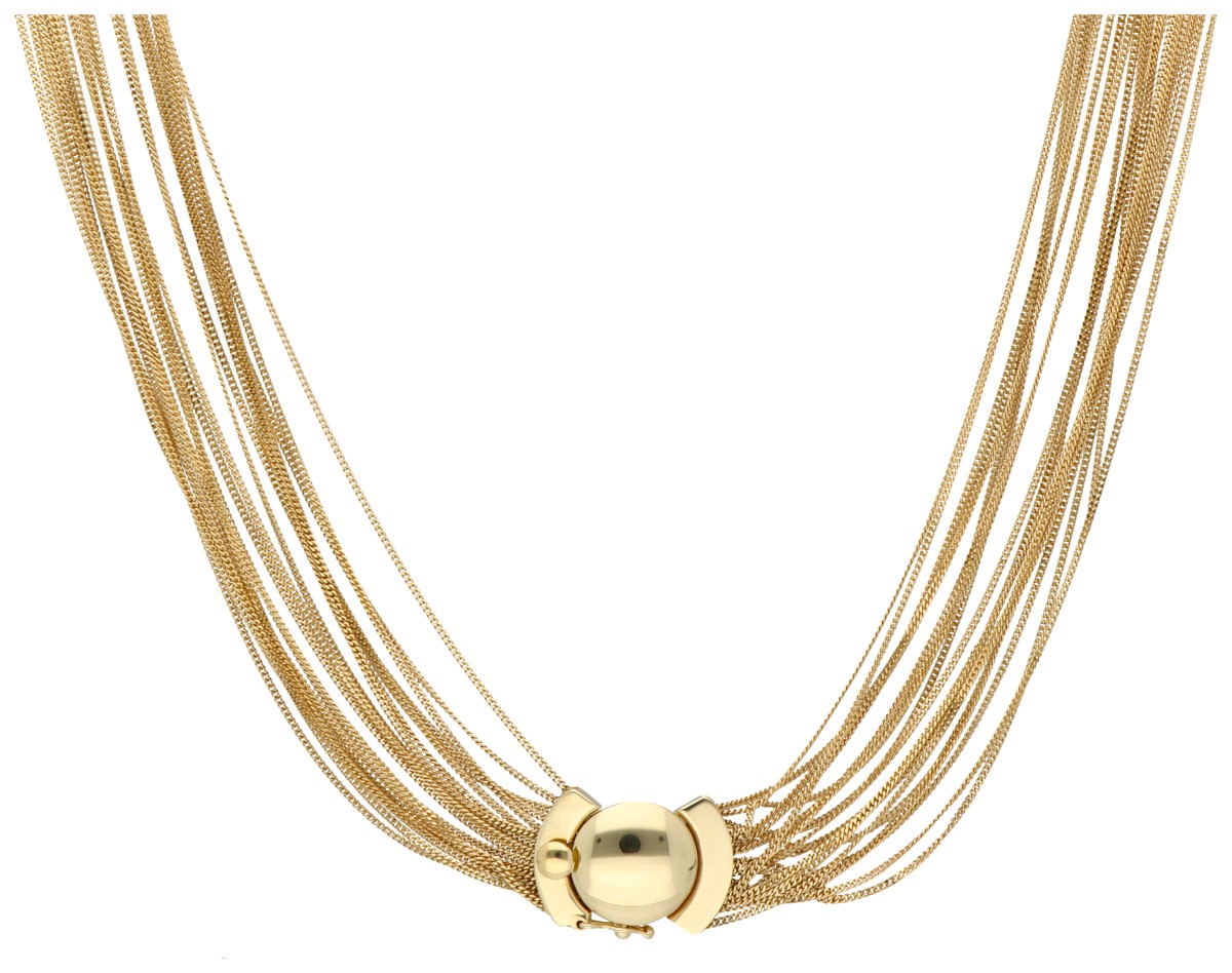 18K geelgouden 20-rijige gourmetschakel collier