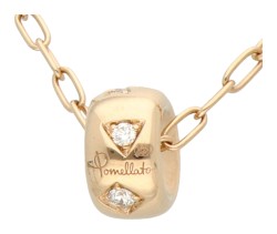 Pomellato 18K roségouden 'Iconica' anker schakel collier bezet met ca. 0.12 ct. diamant