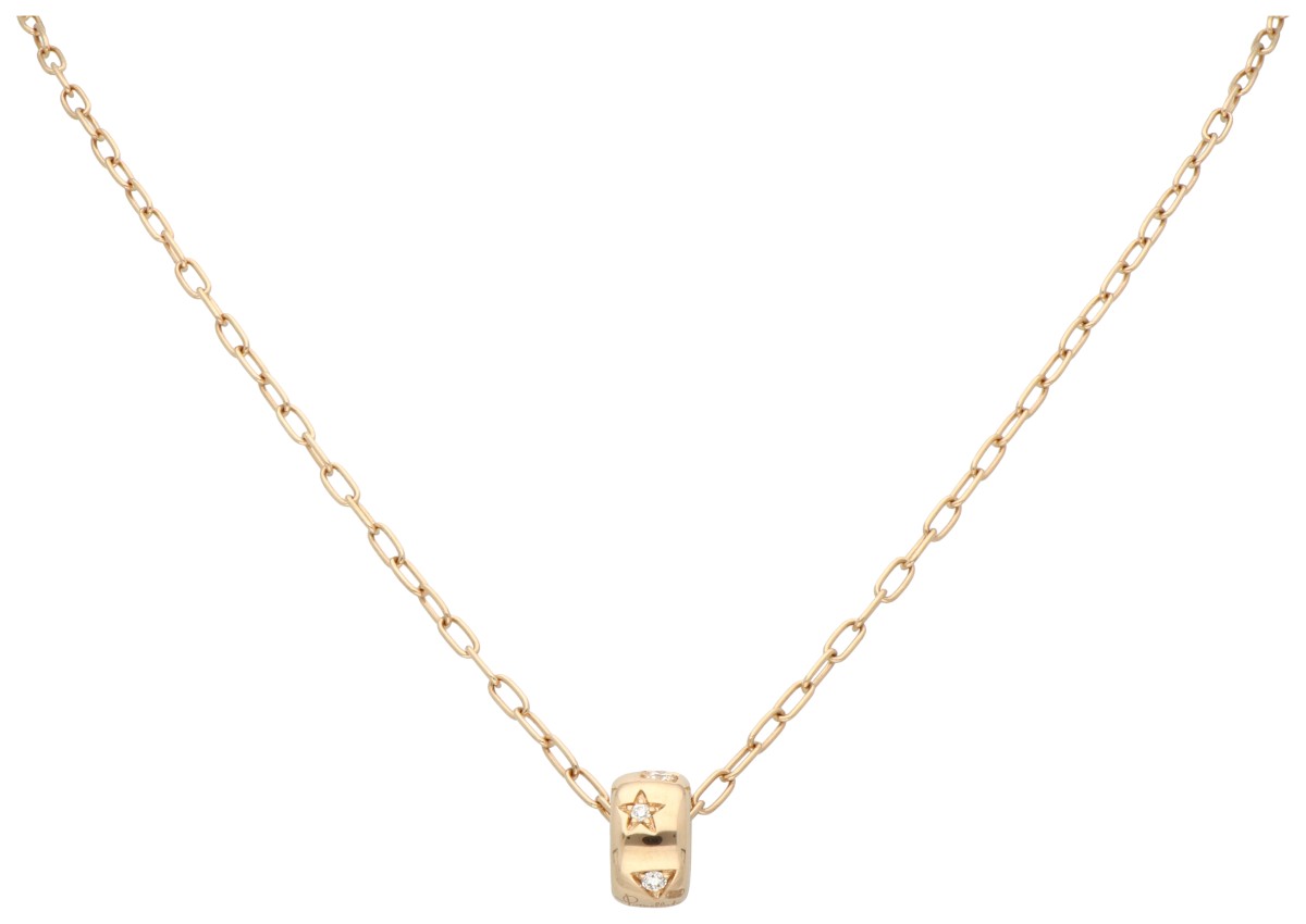 Pomellato 18K roségouden 'Iconica' anker schakel collier bezet met ca. 0.12 ct. diamant