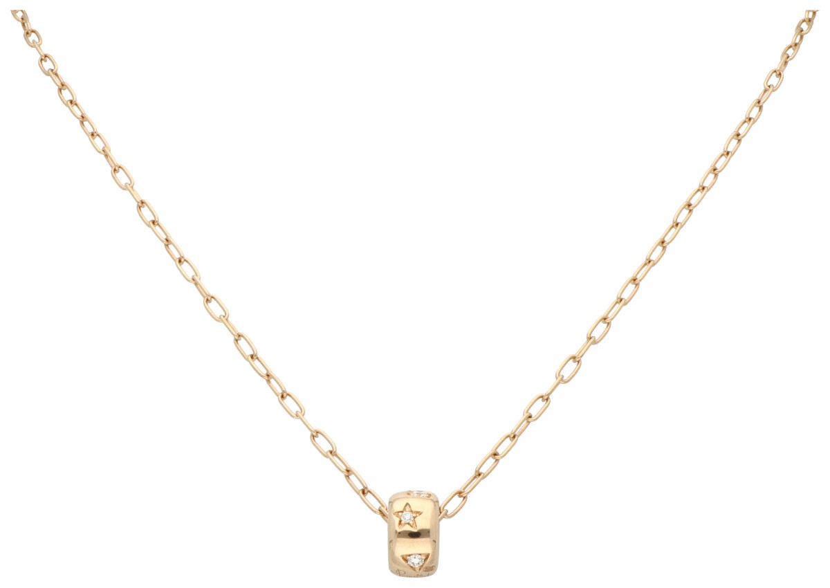 Pomellato 18K roségouden 'Iconica' anker schakel collier bezet met ca. 0.12 ct. diamant