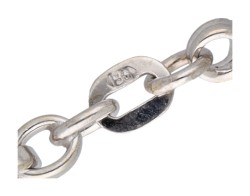 Bron 14K witgouden collier met hanger bezet met ca. 0.06 ct. diamant en spinel
