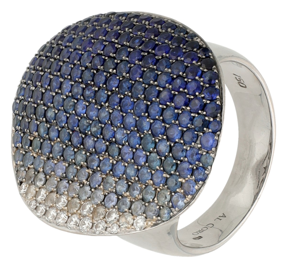 Al Coro 18K witgouden 'Dolce vita' ring bezet met saffier