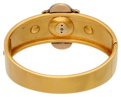 14K geelgouden bangle armband met zaadparels en emaille