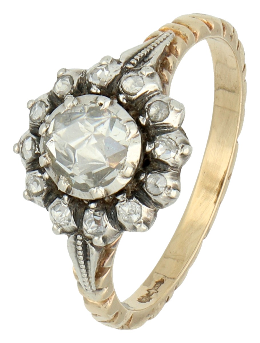 14K gouden entourage ring met diamant