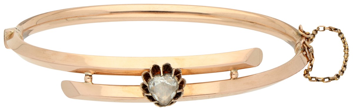14K roségouden bangle armband bezet met diamant