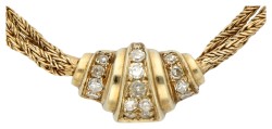 Grossé 14k geelgouden collier bezet met ca. 0.13 ct. diamant