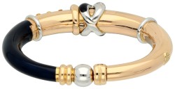 La Nouvelle bague 18K geelgouden bangle armband bezet met ca. 0.25 ct. diamant en emaille