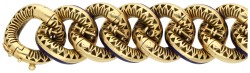 18K geelgouden gourmetschakel armband bezet met champlevé emaille