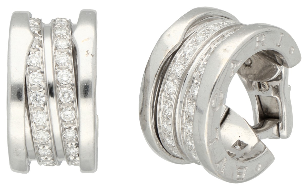 Bvlgari 18K witgouden 'B.zero1' oorbellen bezet met ca. 0.54 ct. diamant