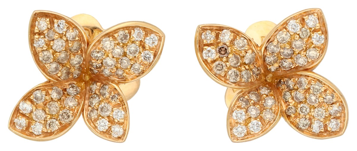 Pasquale Bruni 18K roségouden 'petit garden' oorbellen bezet met ca. 0.48 ct. diamant