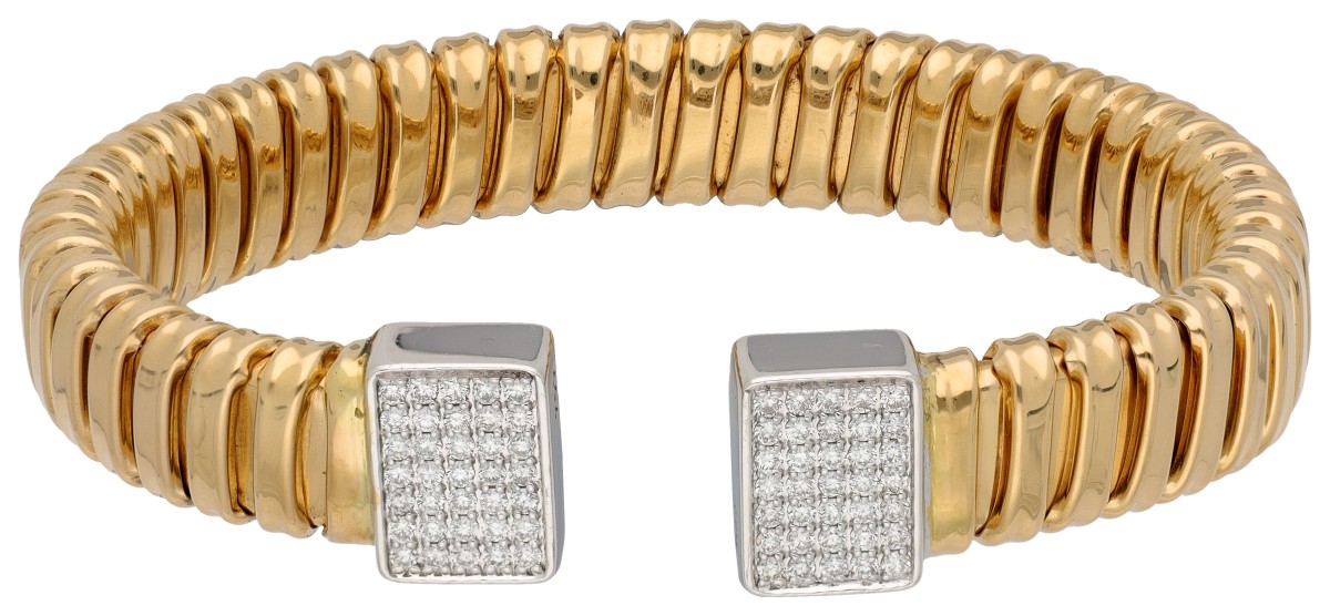 18K bicolor gouden cuff armband bezet met ca. 0.35 ct. diamant