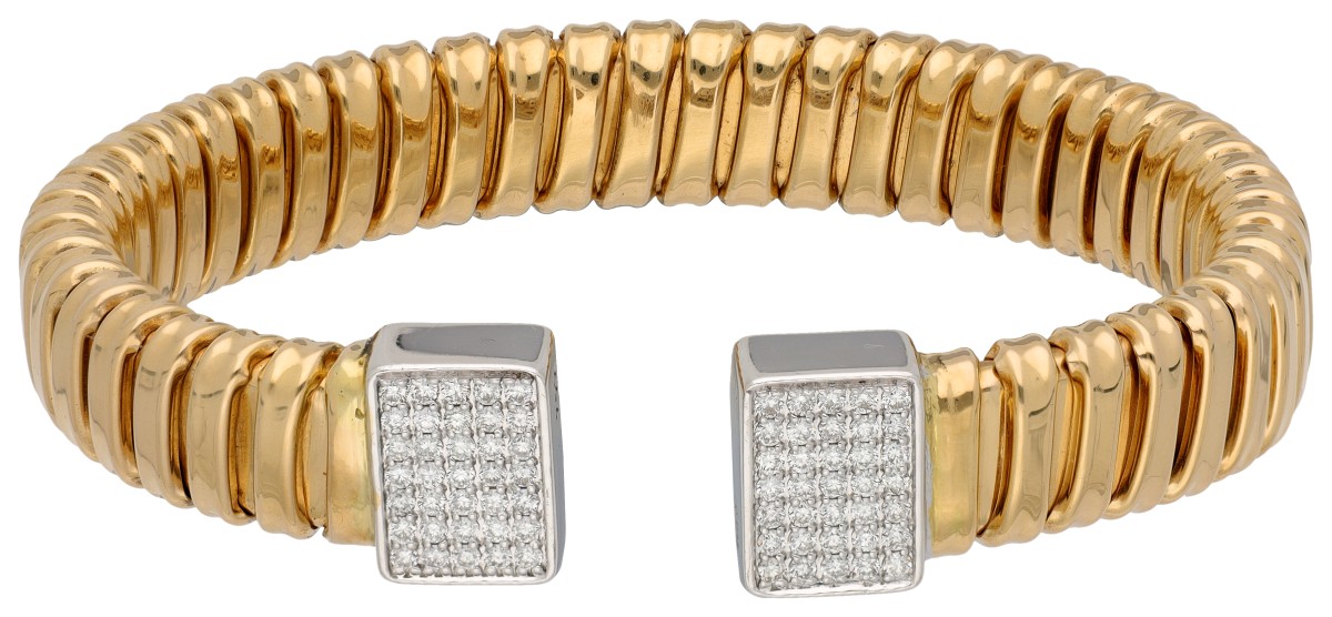 18K bicolor gouden cuff armband bezet met ca. 0.35 ct. diamant.