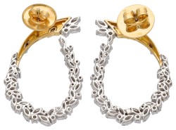 14K bicolor gouden oorbellen bezet met ca. 1.02 ct. diamanten