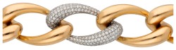 18K bicolor gouden schakelarmband bezet met ca. 2.15 ct. diamant