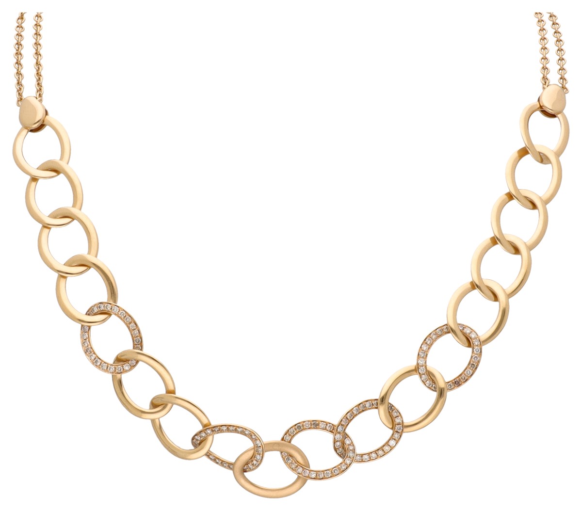 Pomellato 18K geelgouden Y- collier bezet met ca. 1.20 ct. diamant