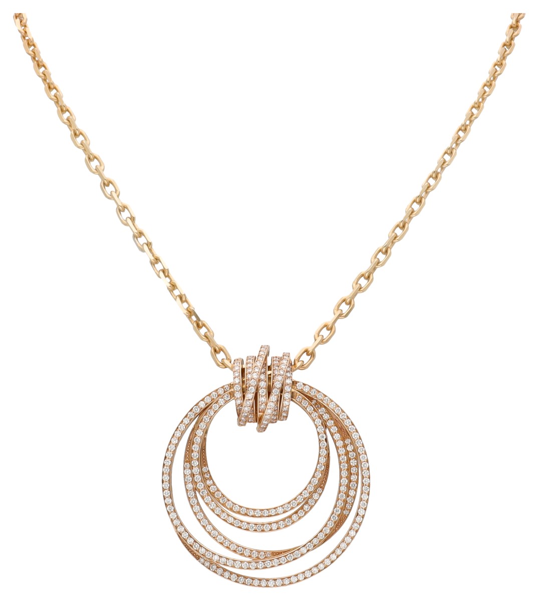 18K roségouden collier met hanger met diamant