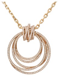 18K roségouden collier met hanger met diamant.