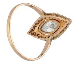18K geelgouden navette ring bezet met ca. 0.87 ct. diamant