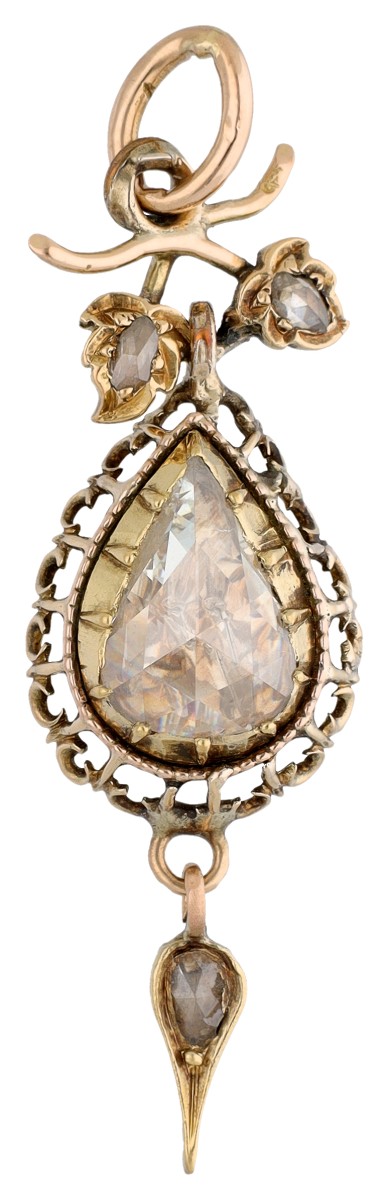 BWG geelgouden hanger met roos geslepen diamanten