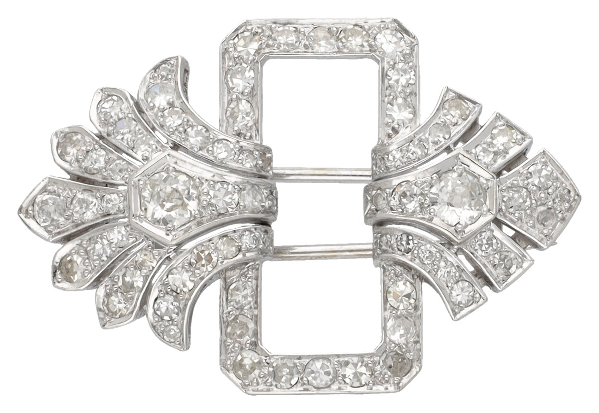 18K witgouden Art Deco broche diamant