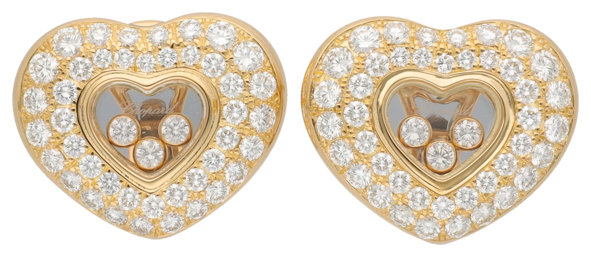Chopard 18K geelgouden happy diamonds oorbellen bezet met ca. 1.8 ct. diamant